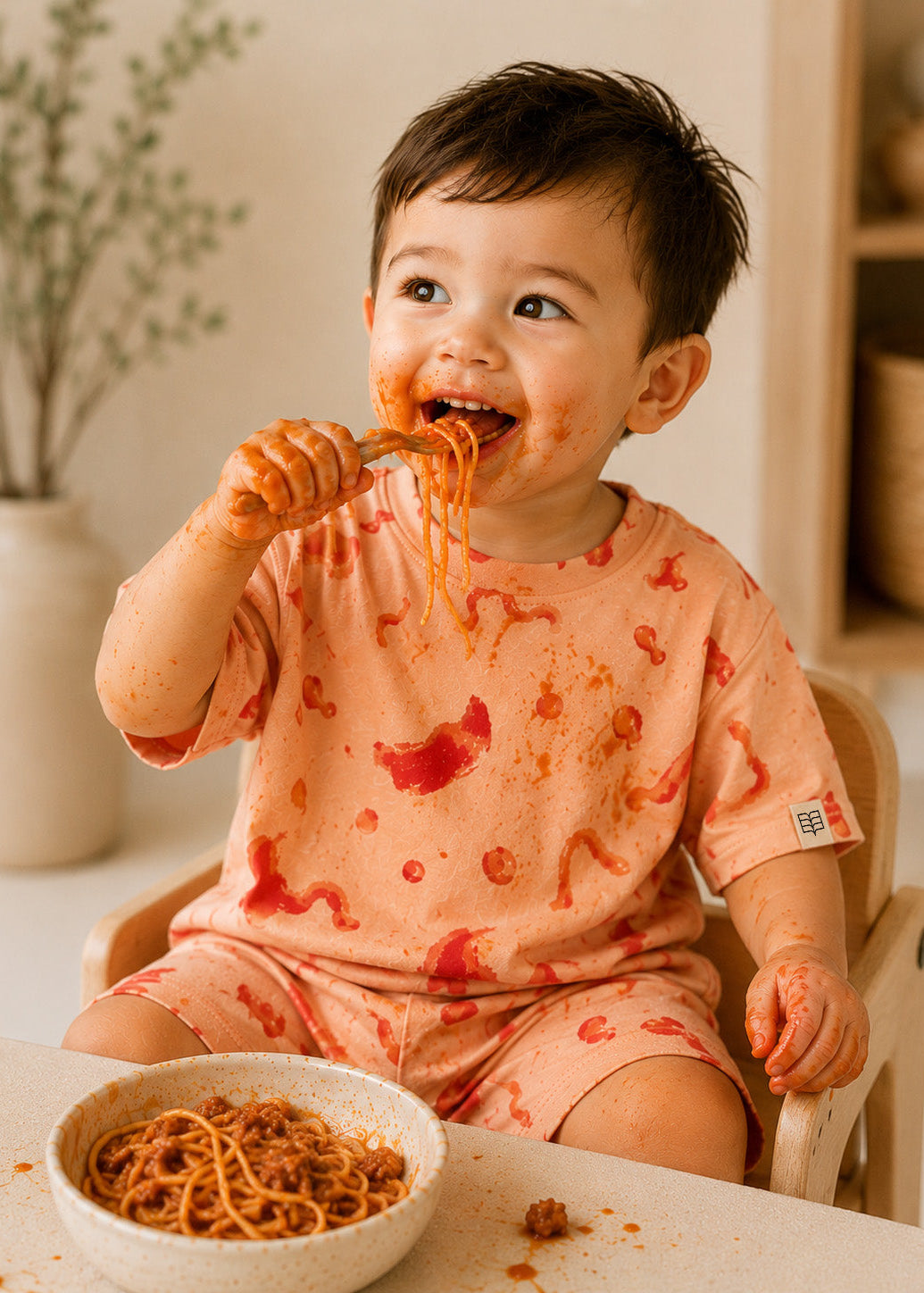 Little Foodie Toddler Co-ord Set – Ketchup Splatter Print