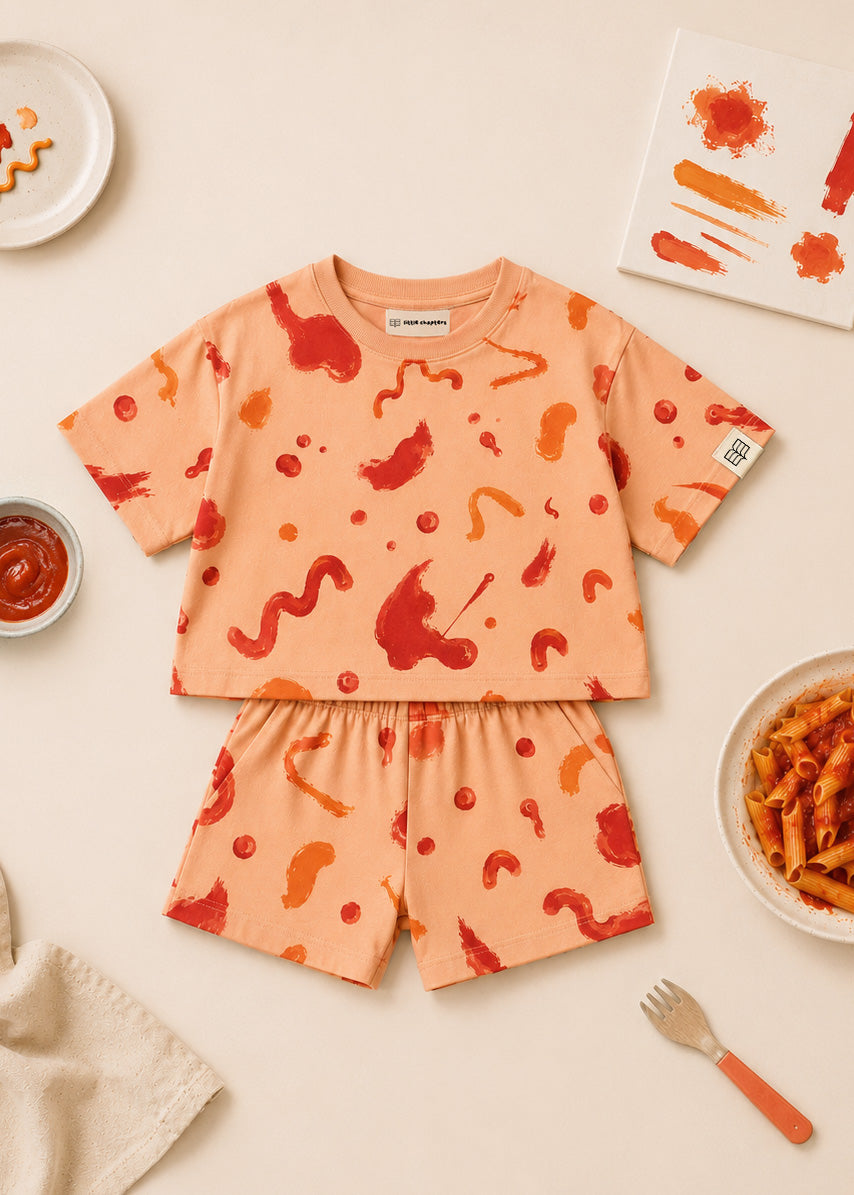 Little Foodie Toddler Co-ord Set – Ketchup Splatter Print